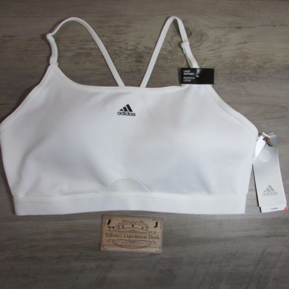 Adidas Women's Med D-DD Aeroreact Training Light Support Sports Bra White